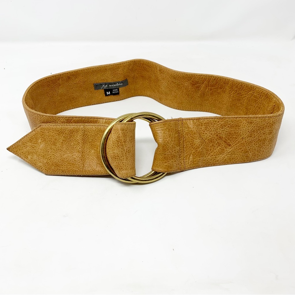 JJ Winters | Wide Brown/Cognac Textured Leather Belt M